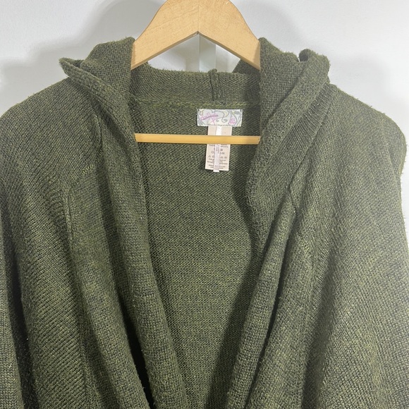 FREE PEOPLE Women’s Hooded & Belted Kimono Sweater/Duster Green One Size - Picture 4 of 13